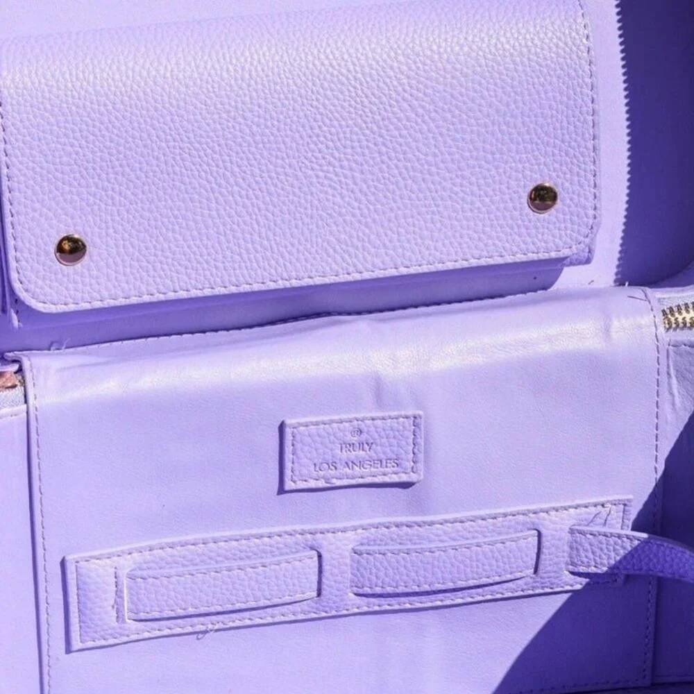 Truly‎ Beauty Purple Vegan Leather Vanity Case Crossbody Travel Makeup Trunk New